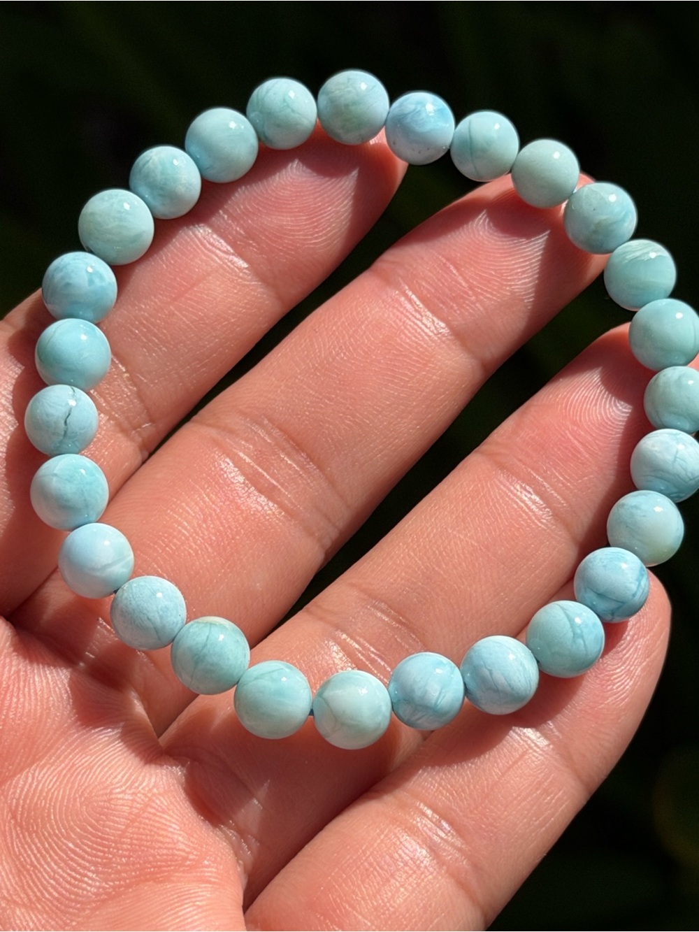 Handmade Light Blue Beaded Stretch Bracelet - Women Jewelry Palo